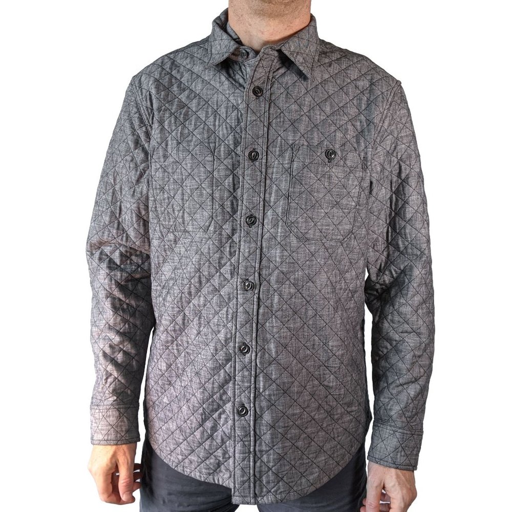 Wallin & Bros Men's Button Down Quilted Jacket Shirt, Cotton & Wool, Size L